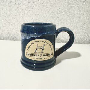 Grounds & Hounds Deneen Coffee Mug Handthrown Pottery Blue Glaze Dalmatian Dog